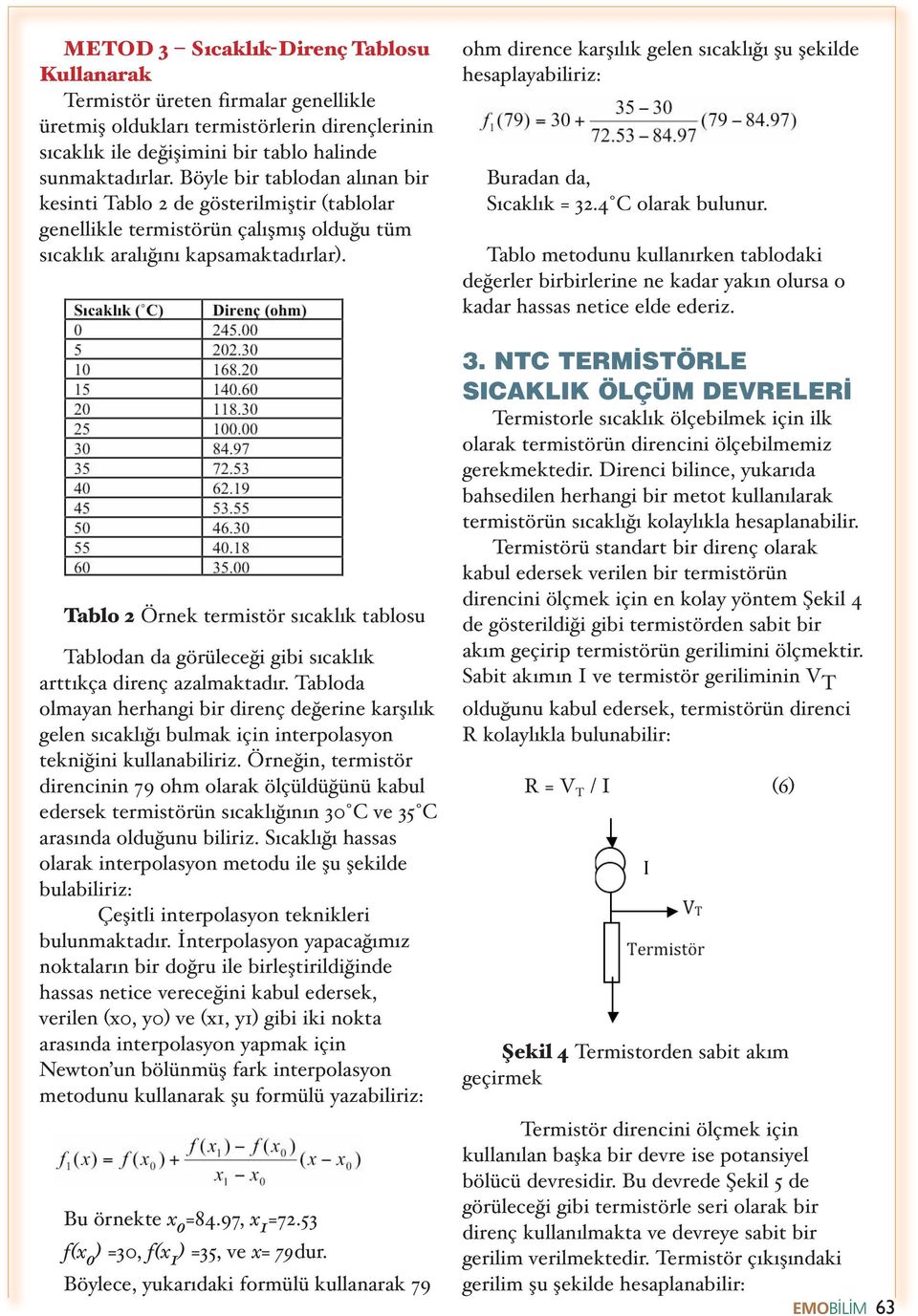 Tablo 2 O rnek termisto r sicaklik tablosu Tablodan da go ru leceg i gibi sicaklik arttikc a direnc azalmaktadir.