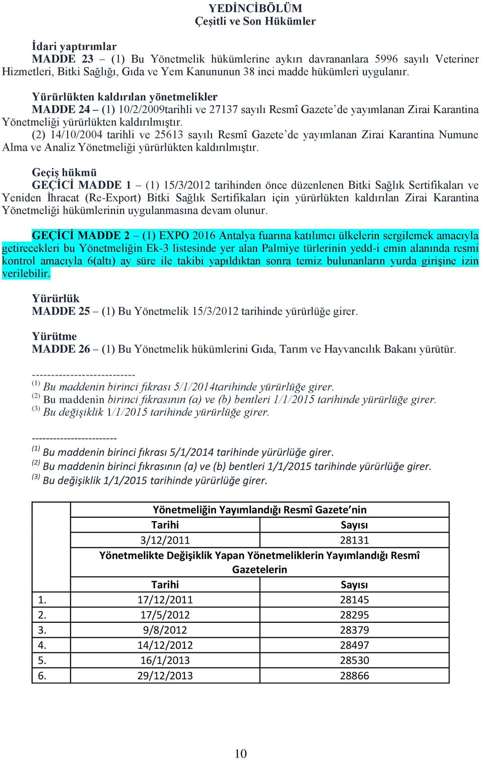 (2) 14/10/2004 tarihli ve 25613 sayılı Resmî Gazete de yayımlanan Zirai Karantina Numune Alma ve Analiz Yönetmeliği yürürlükten kaldırılmıştır.