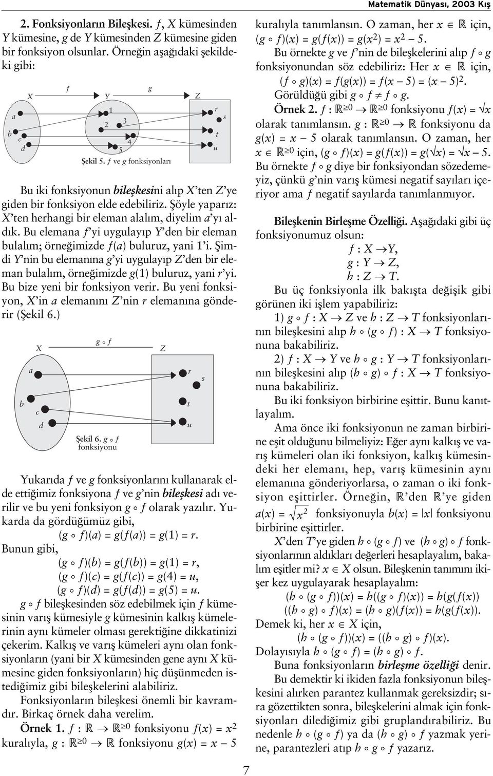 fiöyle yapar z: X ten herhangi bir eleman alal m, diyelim a y ald k. Bu elemana ƒ yi uygulay p Y den bir eleman bulal m; örne imizde ƒ(a) buluruz, yani 1 i.