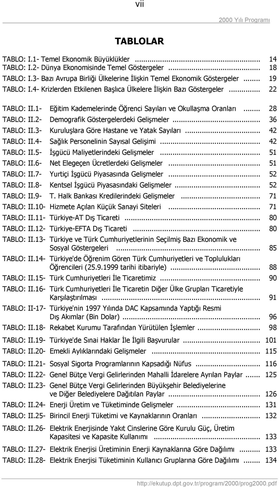 2- Demografik Göstergelerdeki Gelişmeler... 36 TABLO: II.3- Kuruluşlara Göre Hastane ve Yatak Sayıları... 42 TABLO: II.4- Sağlık Personelinin Sayısal Gelişimi... 42 TABLO: II.5- İşgücü Maliyetlerindeki Gelişmeler.