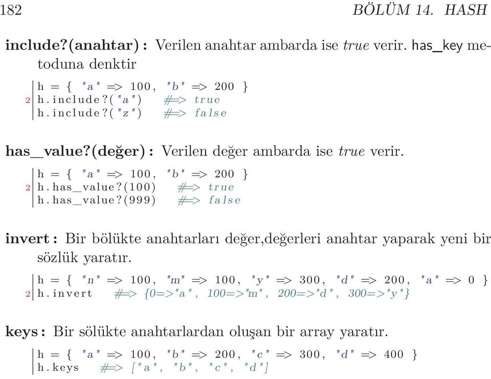 h = { " n " => 100, "m" => 100, " y " => 300, " d" => 200, " a " => 0 } 2 h.