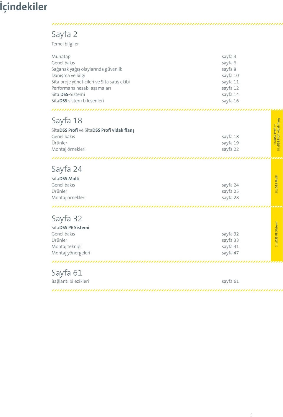 sayfa 18 Ürünler sayfa 19 Montaj örnekleri sayfa 22 Sayfa 24 SitaDSS Multi Genel bakış sayfa 24 Ürünler sayfa 25 Montaj örnekleri sayfa 28 SitaDSS Profi ve SitaDSS Profi vidalı flanş