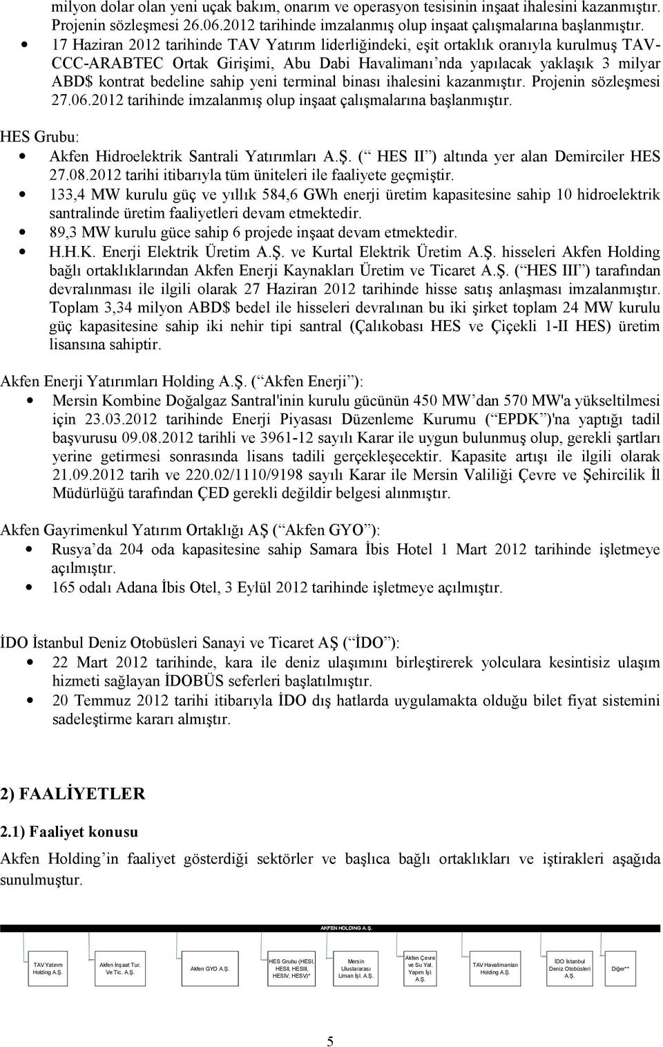 yeni terminal binası ihalesini kazanmıştır. Projenin sözleşmesi 27.06.2012 tarihinde imzalanmış olup inşaat çalışmalarına başlanmıştır. HES Grubu: Akfen Hidroelektrik Santrali Yatırımları A.Ş.