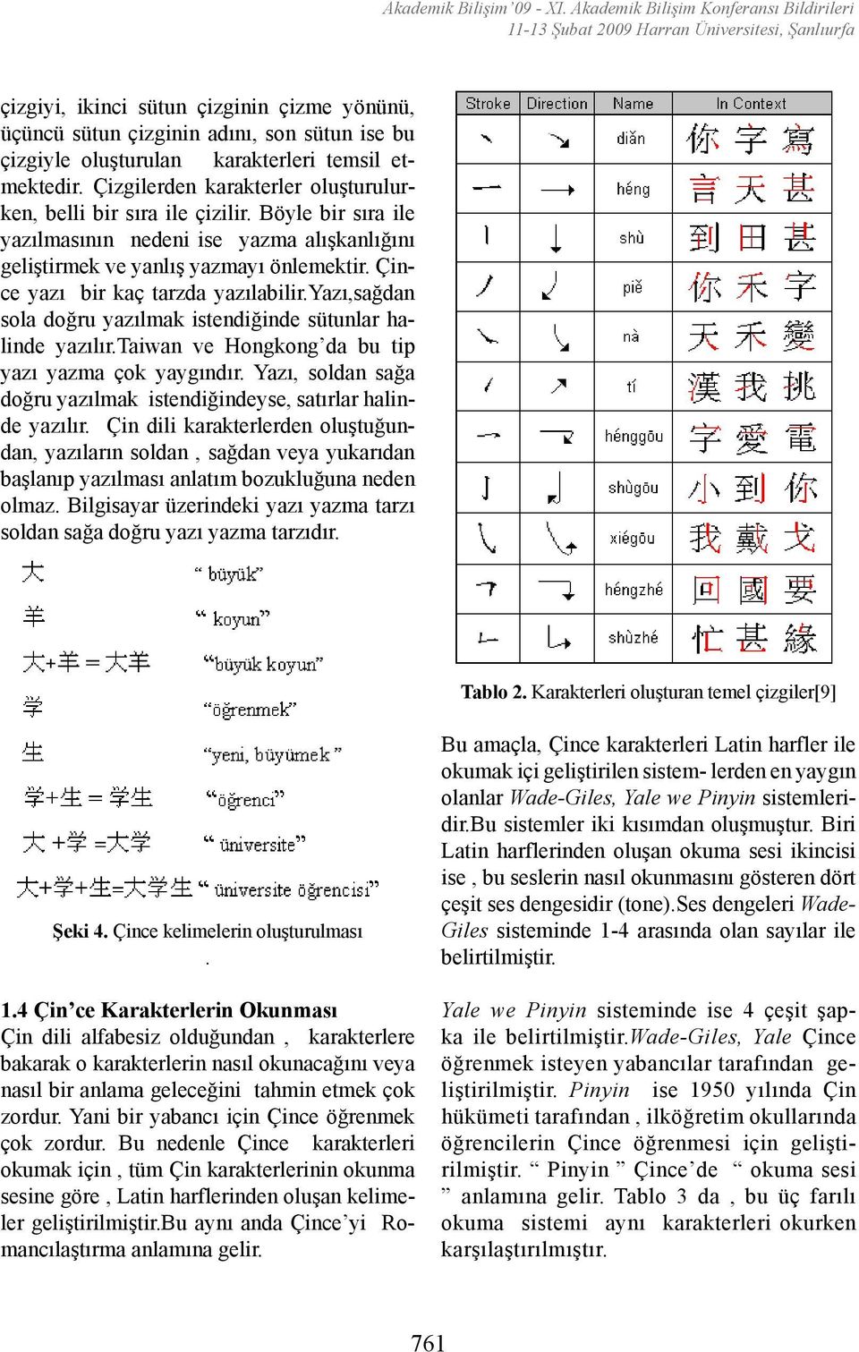 Çince yazı bir kaç tarzda yazılabilir.yazı,sağdan sola doğru yazılmak istendiğinde sütunlar halinde yazılır.taiwan ve Hongkong da bu tip yazı yazma çok yaygındır.