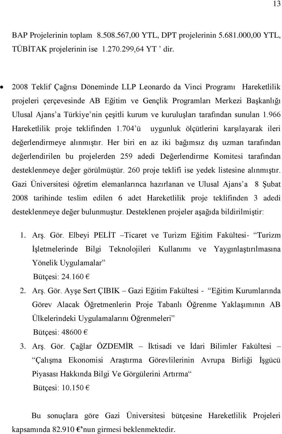 kuruluşları tarafından sunulan 1.966 Hareketlilik proje teklifinden 1.704 ü uygunluk ölçütlerini karşılayarak ileri değerlendirmeye alınmıştır.