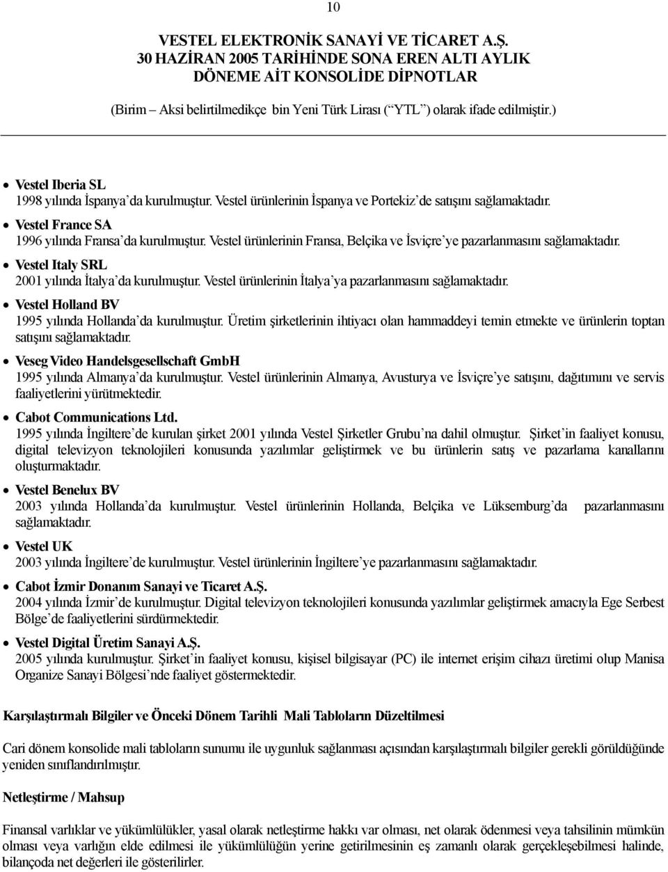 Vestel Holland BV 1995 yılında Hollanda da kurulmuştur. Üretim şirketlerinin ihtiyacı olan hammaddeyi temin etmekte ve ürünlerin toptan satışını sağlamaktadır.