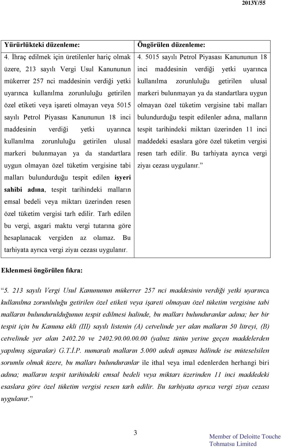 veya 5015 sayılı Petrol Piyasası Kanununun 18 inci maddesinin verdiği yetki uyarınca kullanılma zorunluluğu getirilen ulusal markeri bulunmayan ya da standartlara uygun olmayan özel tüketim vergisine