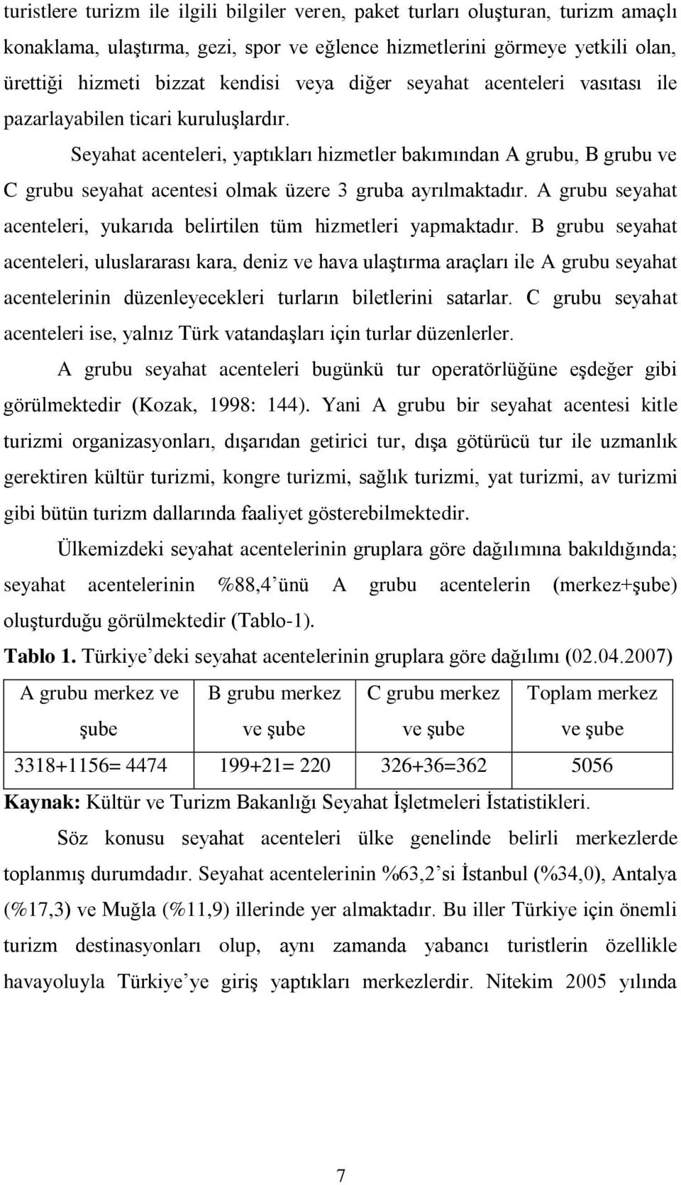 Seyahat acenteleri, yaptıkları hizmetler bakımından A grubu, B grubu ve C grubu seyahat acentesi olmak üzere 3 gruba ayrılmaktadır.