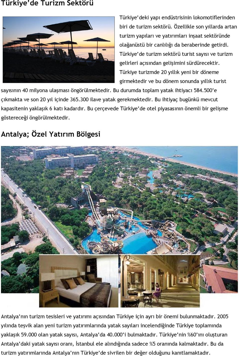 Türkiye de turizm sektörü turist sayısı ve turizm gelirleri açısından gelişimini sürdürecektir.