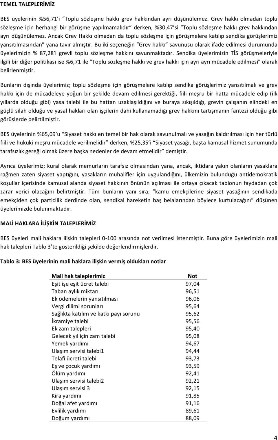 Ancak Grev Hakkı olmadan da toplu sözleşme için görüşmelere katılıp sendika görüşlerimiz yansıtılmasından yana tavır almıştır.