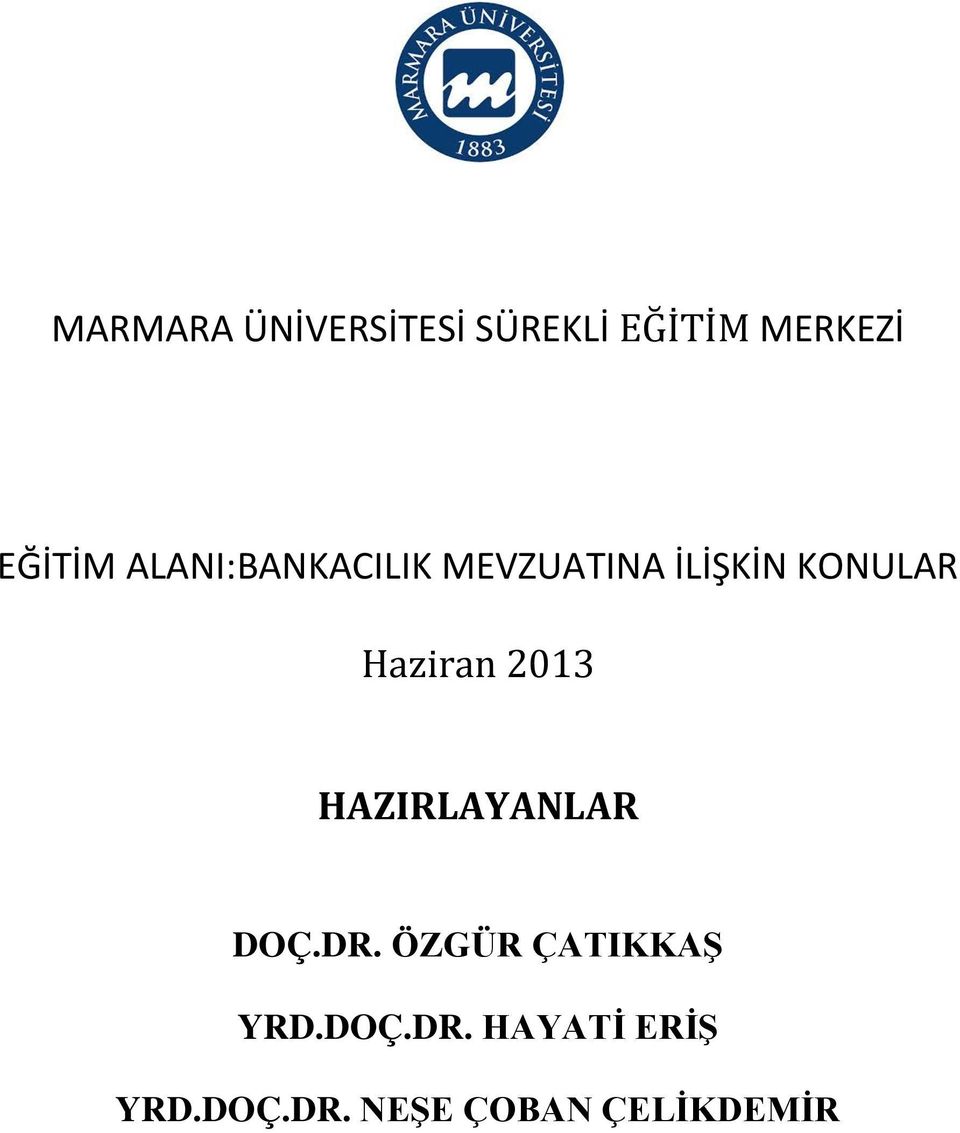 Haziran 2013 HAZIRLAYANLAR DOÇ.DR.