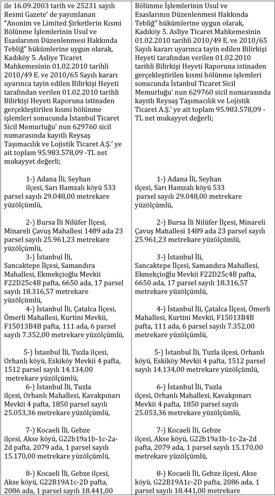 Asliye Ticaret Mahkemesinin 01.02.