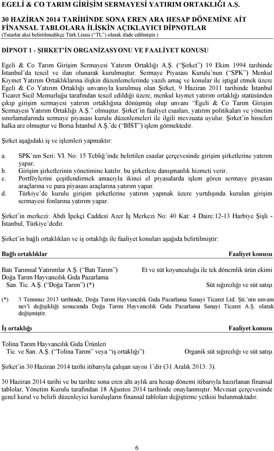 Şirket, 9 Haziran 2011 tarihinde İstanbul Ticaret Sicil Memurluğu tarafından tescil edildiği üzere, menkul kıymet yatırım ortaklığı statüsünden çıkıp girişim sermayesi yatırım ortaklığına dönüşmüş