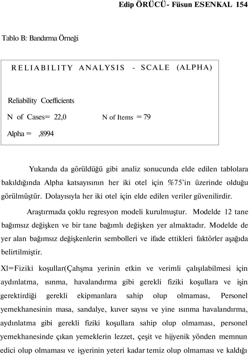 Araştırmada çoklu regresyon modeli kurulmuştur. Modelde 2 tane bağımsız değişken ve bir tane bağımlı değişken yer almaktadır.