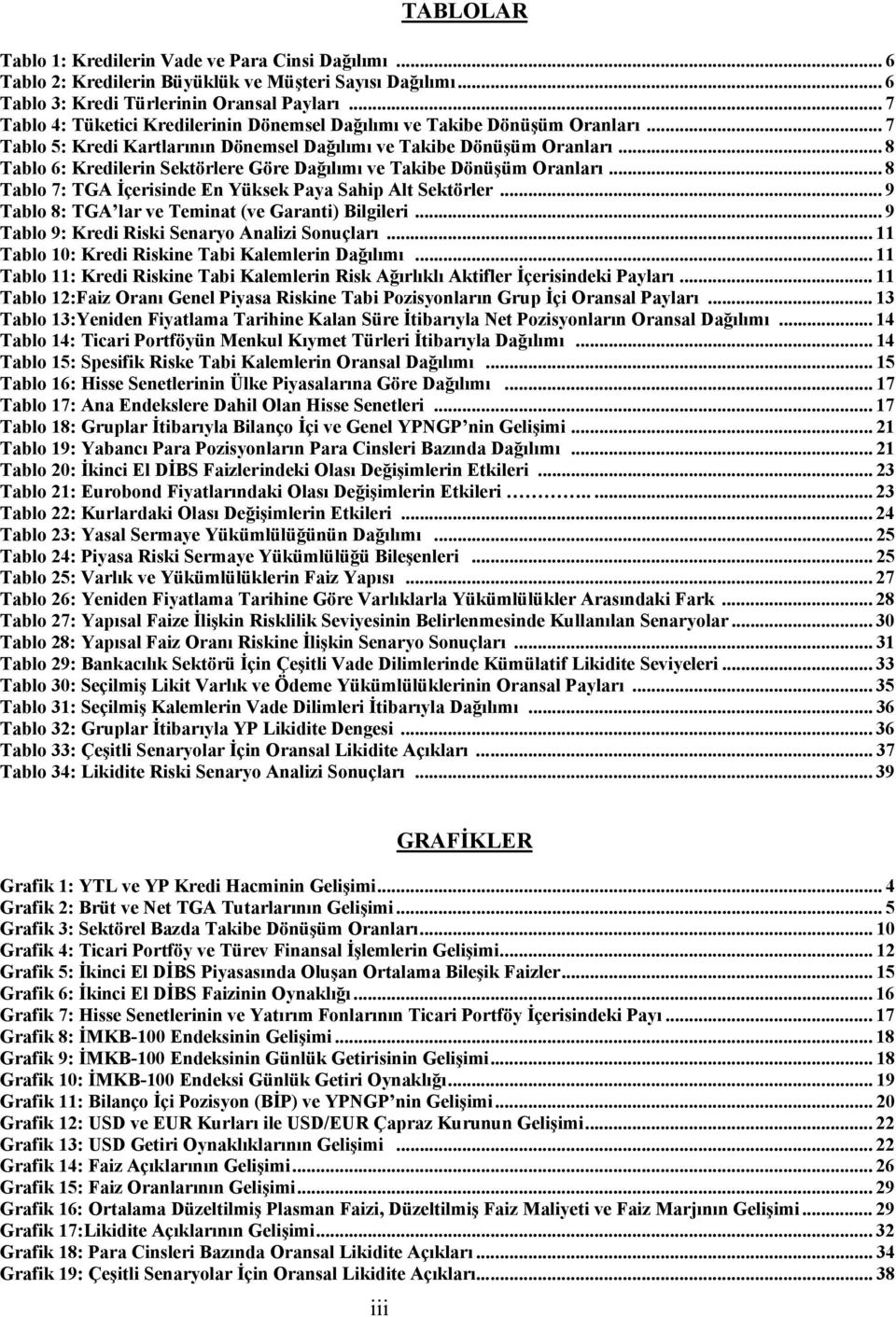 .. 8 Tablo 6: Kredilerin Sektörlere Göre Dağılımı ve Takibe Dönüşüm Oranları... 8 Tablo 7: TGA İçerisinde En Yüksek Paya Sahip Alt Sektörler... 9 Tablo 8: TGA lar ve Teminat (ve Garanti) Bilgileri.