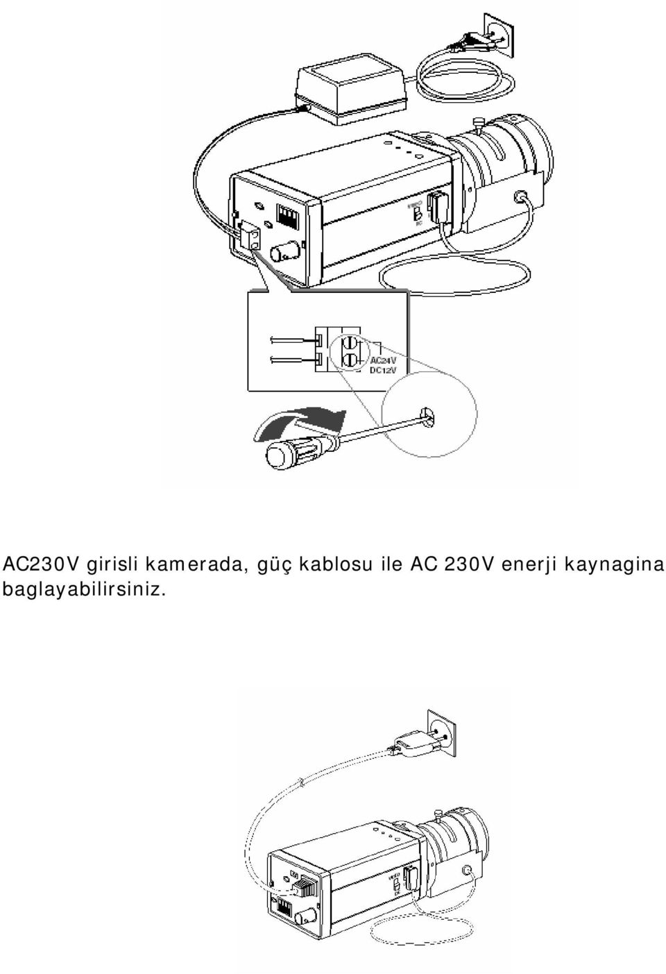 kablosu ile AC 230V
