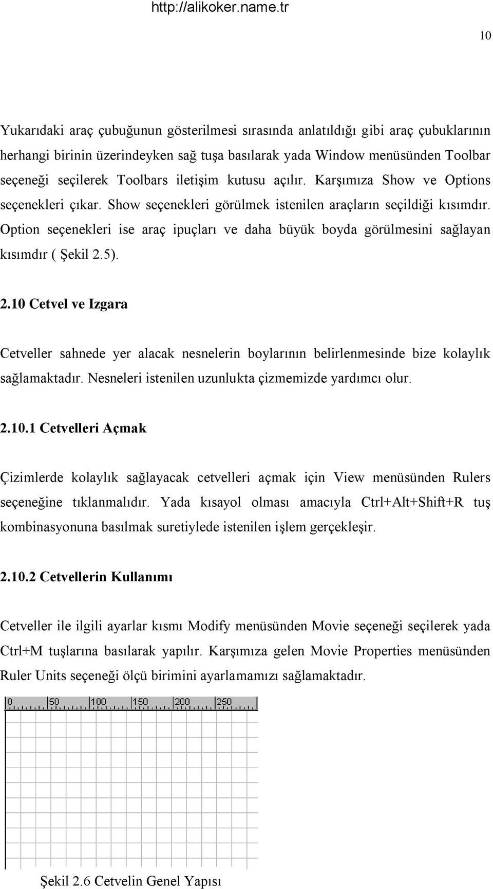 Option seçenekleri ise araç ipuçları ve daha büyük boyda görülmesini sağlayan kısımdır ( Şekil 2.