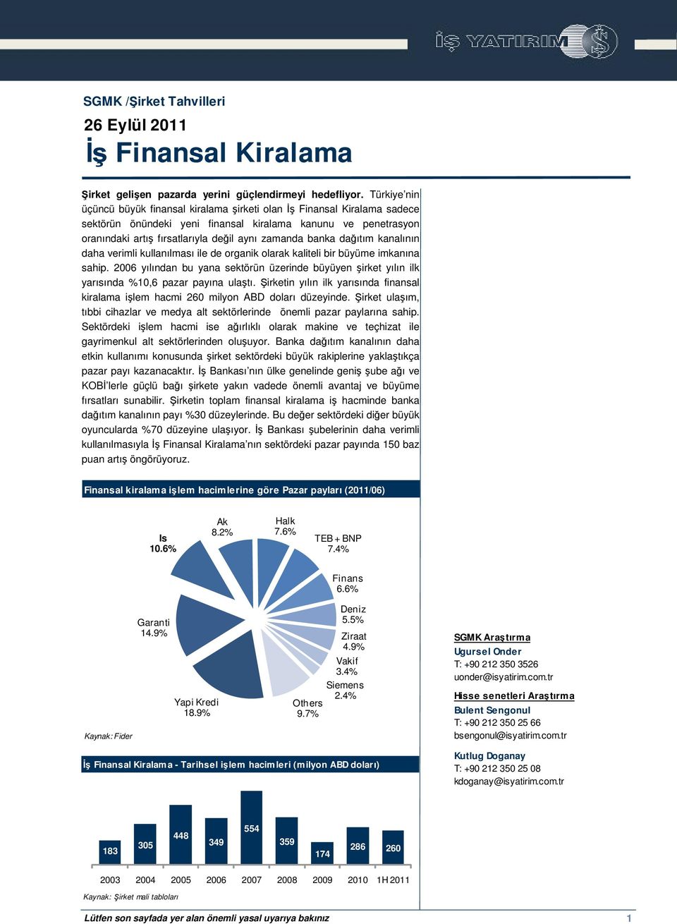 daha verimli kullanılması ile de organik olarak kaliteli bir büyüme imkanına sahip. 2006 yılından bu yana sektörün üzerinde büyüyen irket yılın ilk yarısında %10,6 pazar payına ulatı.