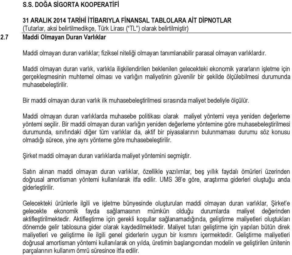 ölçülebilmesi durumunda muhasebeleştirilir. Bir maddi olmayan duran varlık ilk muhasebeleştirilmesi sırasında maliyet bedeliyle ölçülür.