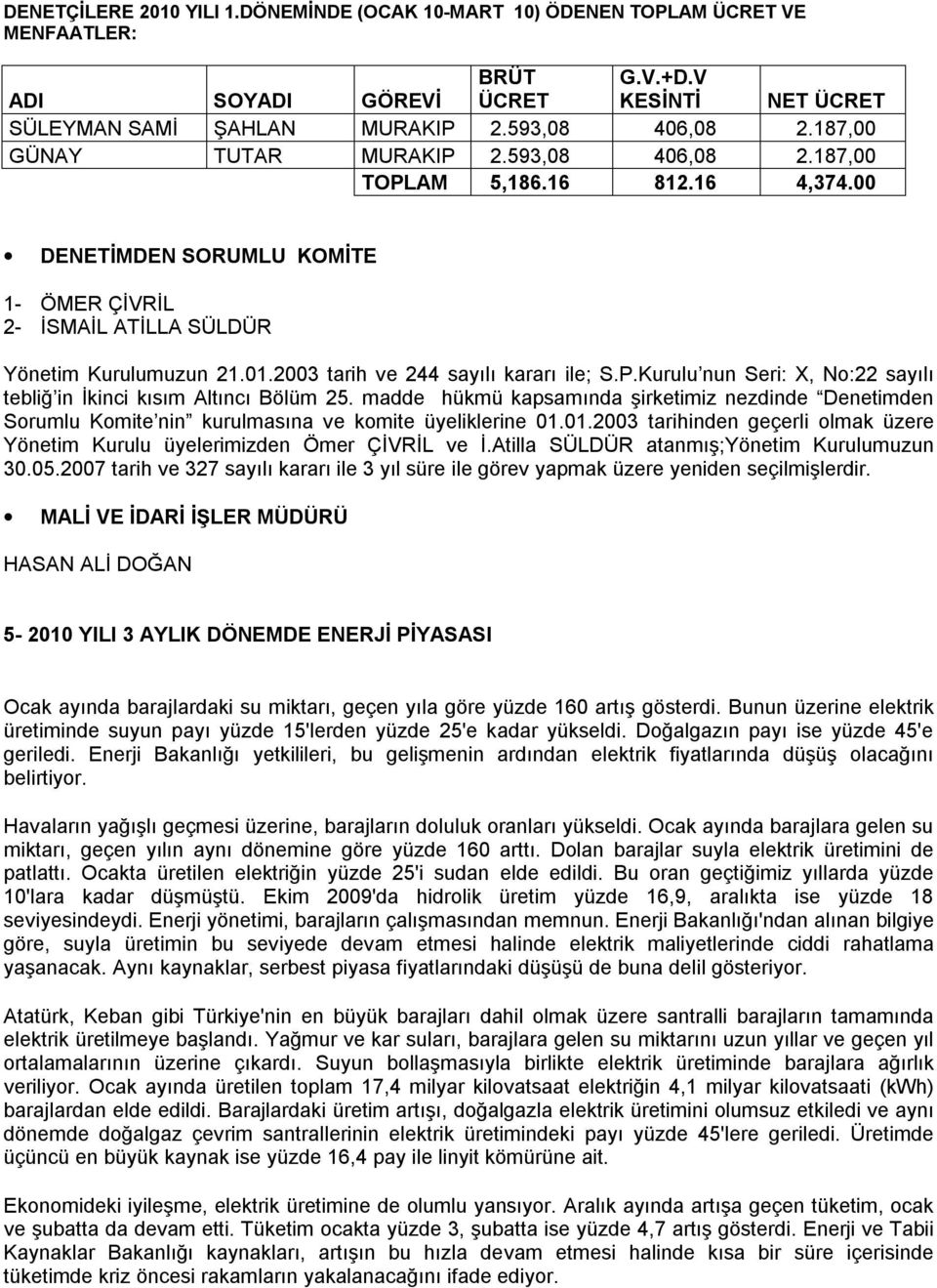 2003 tarih ve 244 sayılı kararı ile; S.P.Kurulu nun Seri: X, No:22 sayılı tebliğ in İkinci kısım Altıncı Bölüm 25.