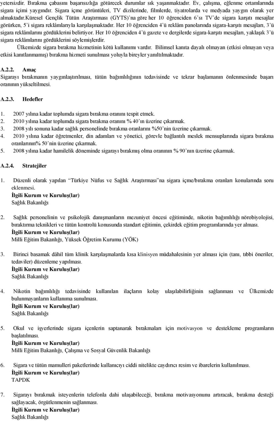 küresel Gençlik Tütün Araştırması (GYTS) na göre her 10 öğrenciden 6 sı TV de sigara karşıtı mesajlar görürken, 5 i sigara reklâmlarıyla karşılaşmaktadır.