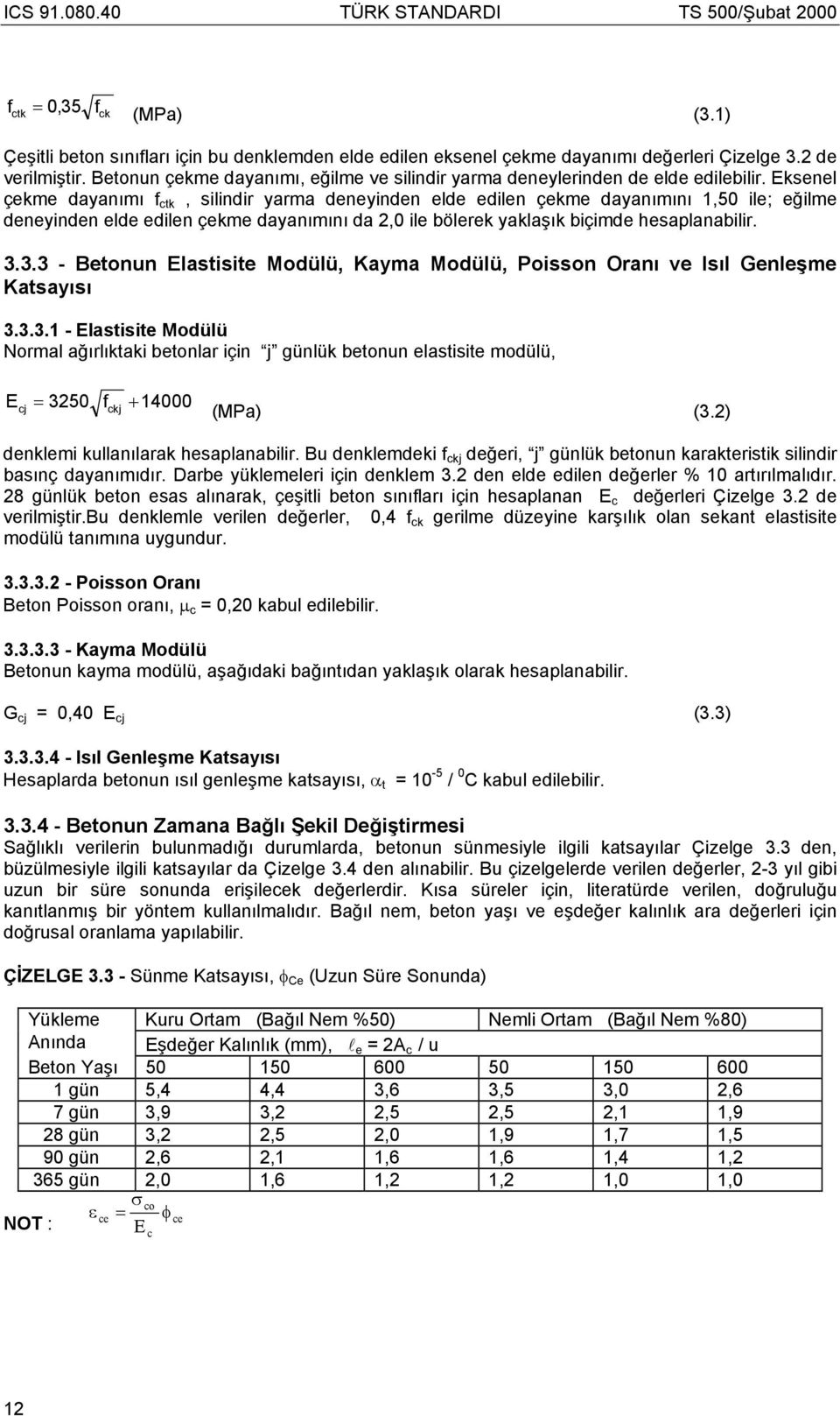 Eksenel çekme dayanımı f ctk, silindir yarma deneyinden elde edilen çekme dayanımını 1,50 ile; eğilme deneyinden elde edilen çekme dayanımını da 2,0 ile bölerek yaklaşık biçimde hesaplanabilir. 3.