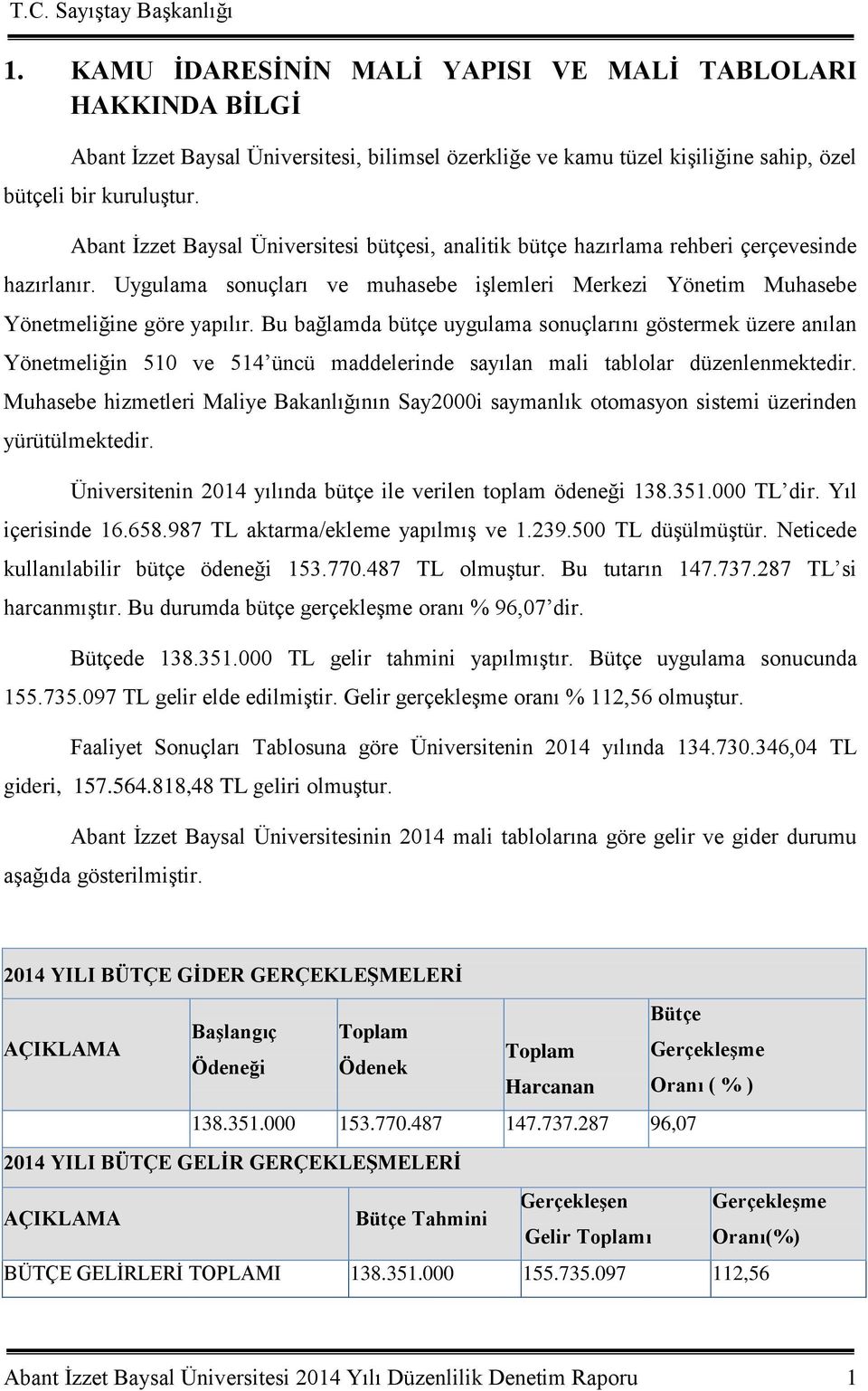 Bu bağlamda bütçe uygulama sonuçlarını göstermek üzere anılan Yönetmeliğin 510 ve 514 üncü maddelerinde sayılan mali tablolar düzenlenmektedir.