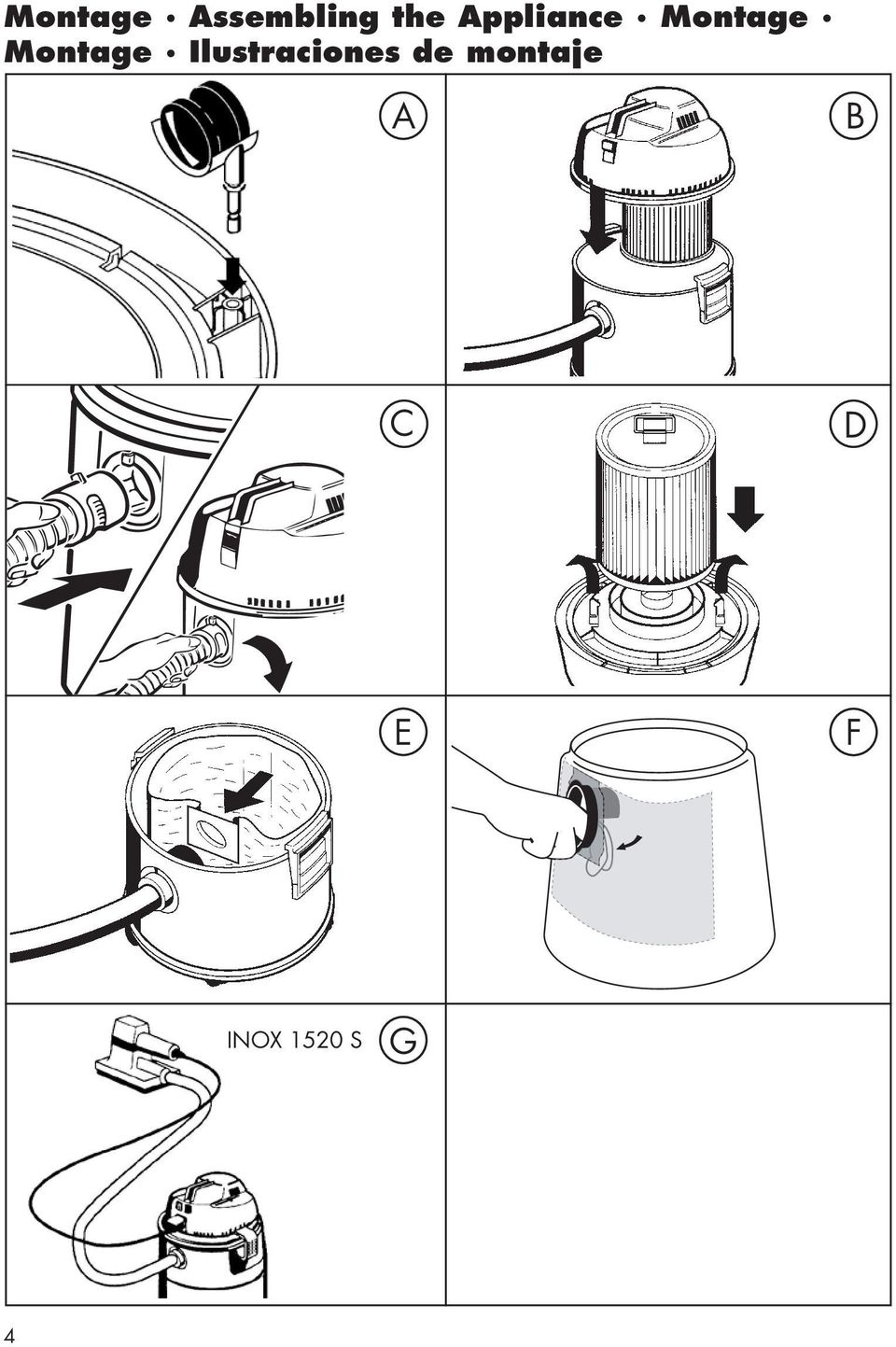 Ilustraciones de montaje A B