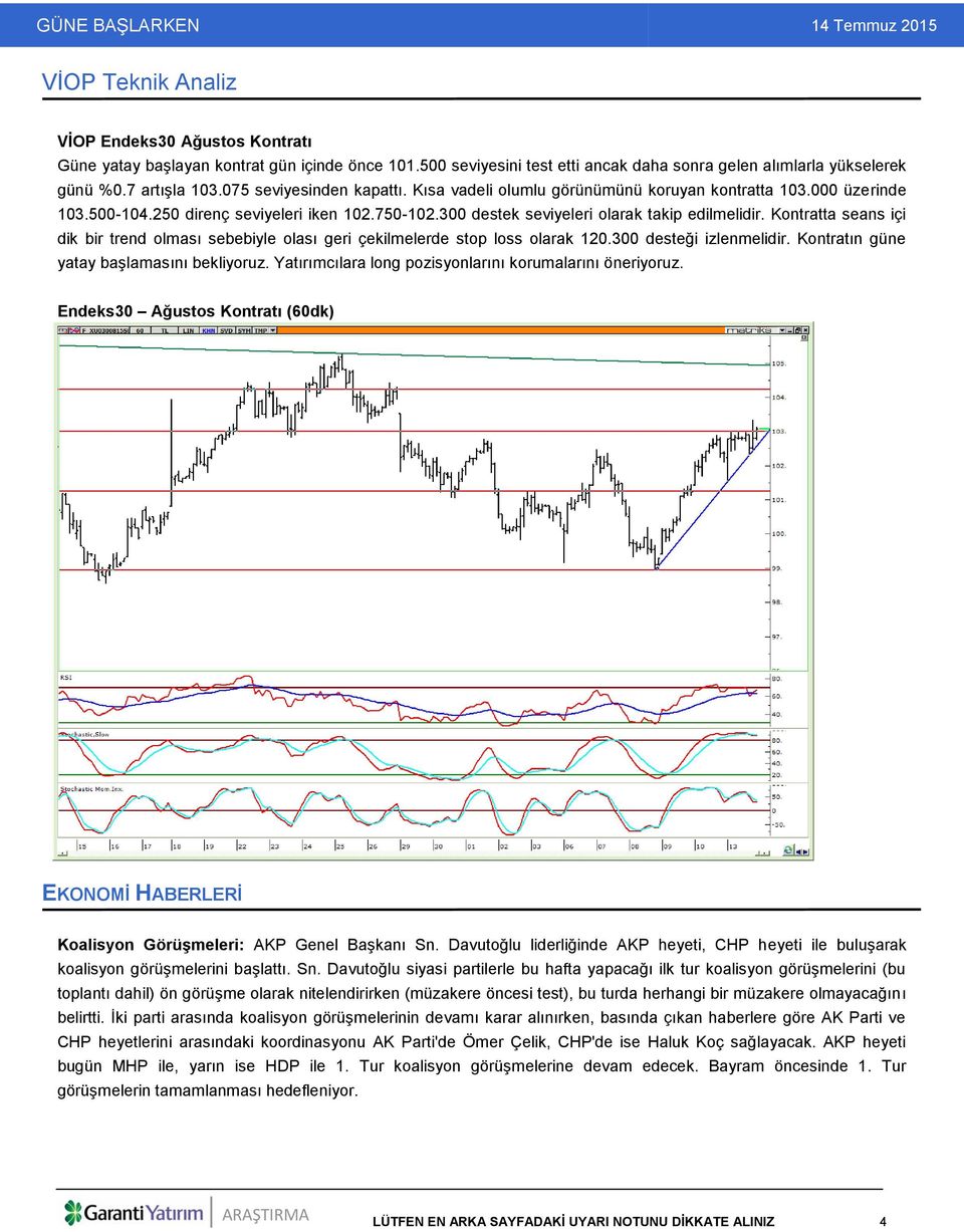 Kontratta seans içi dik bir trend olması sebebiyle olası geri çekilmelerde stop loss olarak 120.300 desteği izlenmelidir. Kontratın güne yatay başlamasını bekliyoruz.