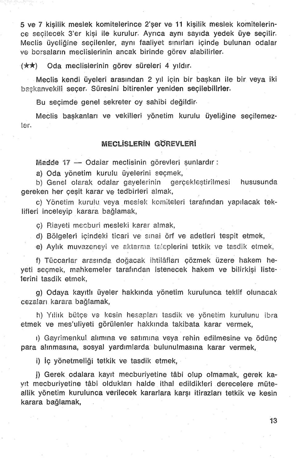 Meclis kendi üyeleri arasından.2 yıl için bir başkan ile, bir veya iki seçer. Süresini bitirenler yeniden seçilebilirler.