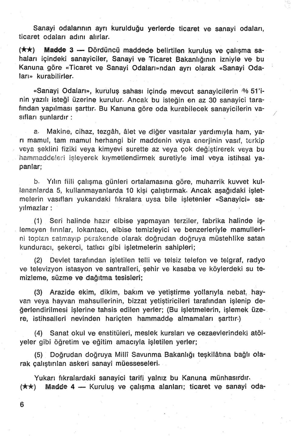 «Sanayi Odaları» kurabilirj.er. «Sanayi Odaları», kuruluş sahası içinde mevcut sanayicilerin '% 51 'inin yazılı isteği üzerine kurulur. Ancak bu isteğin en az 30 sanayici tarafından yapılması şarttır.