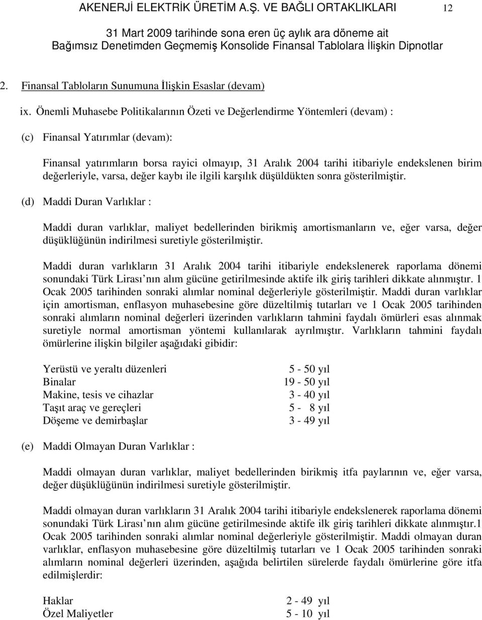 birim değerleriyle, varsa, değer kaybı ile ilgili karşılık düşüldükten sonra gösterilmiştir.