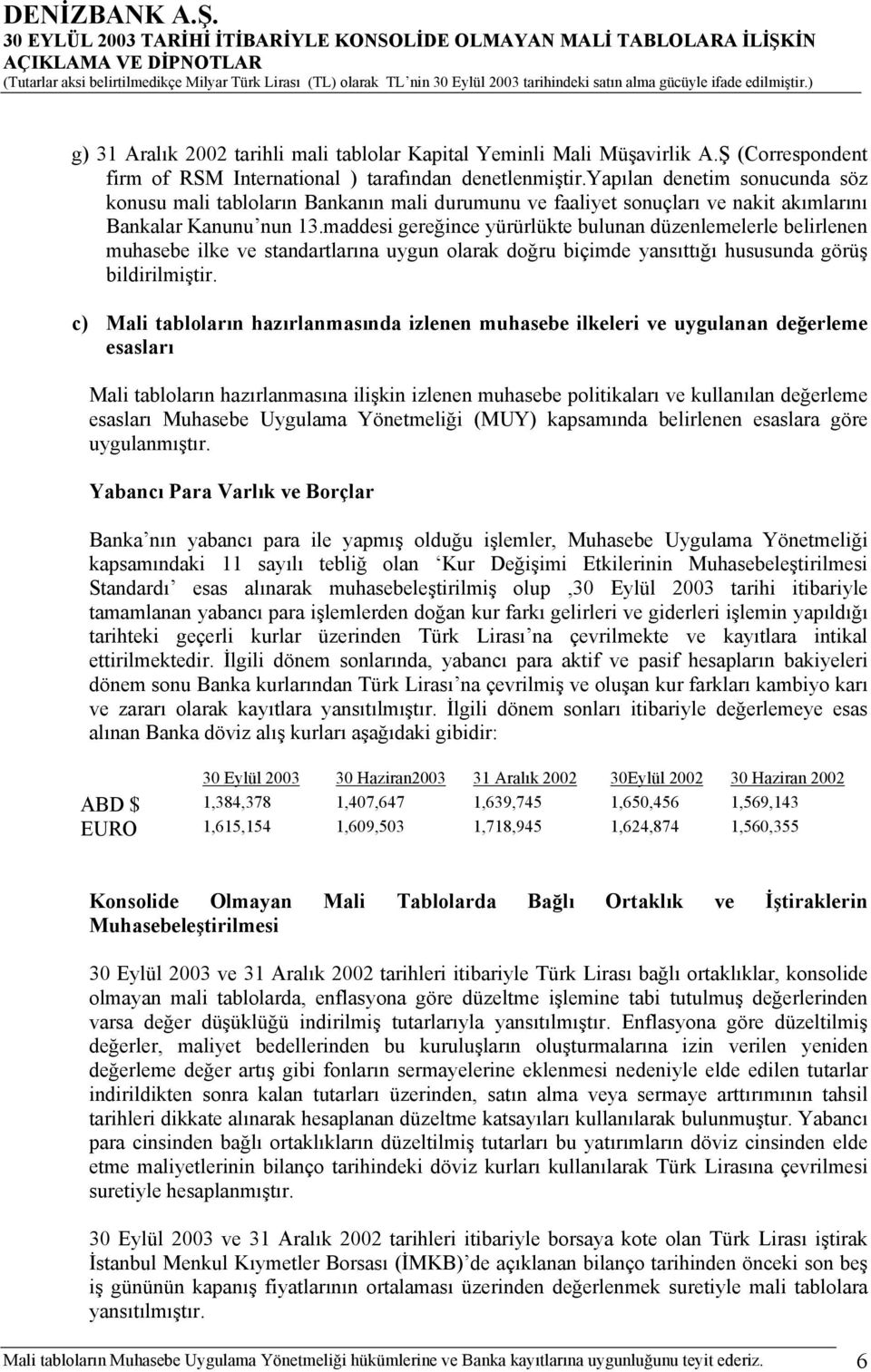 maddesi gereğince yürürlükte bulunan düzenlemelerle belirlenen muhasebe ilke ve standartlarına uygun olarak doğru biçimde yansıttığı hususunda görüş bildirilmiştir.