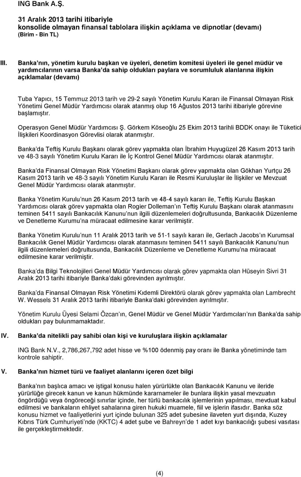 görevine başlamıştır. Operasyon Genel Müdür Yardımcısı Ş. Görkem Köseoğlu 25 Ekim 2013 tarihli BDDK onayı ile Tüketici İlişkileri Koordinasyon Görevlisi olarak atanmıştır.