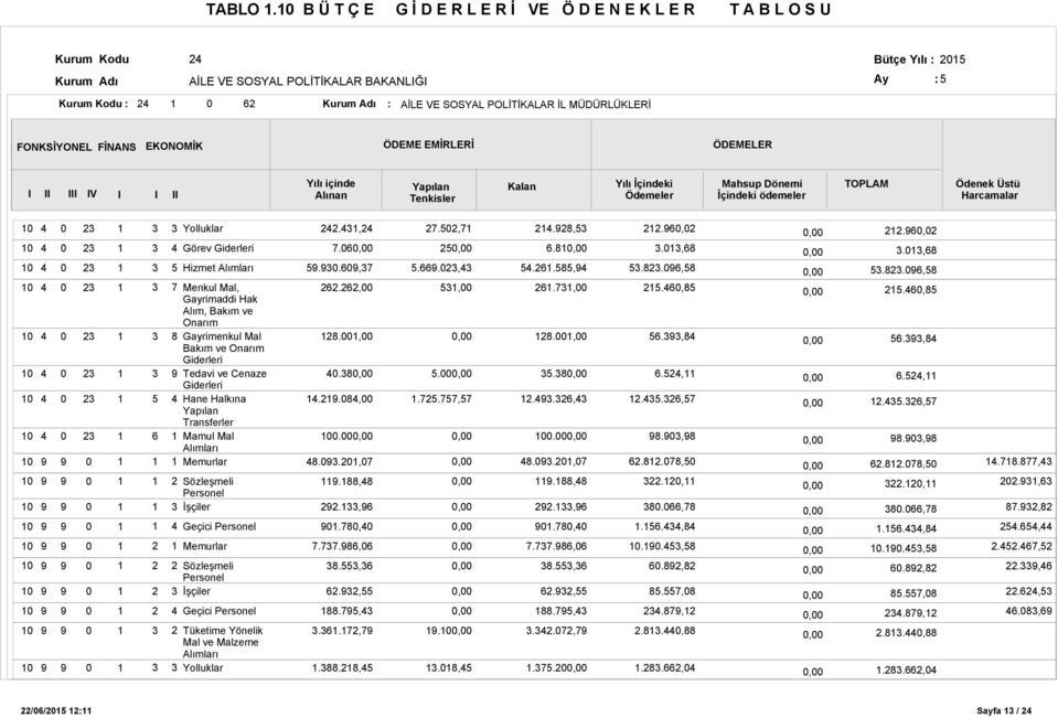 : AİLE VE SOSYAL POLİTİKALAR İL MÜDÜRLÜKLERİ V Görev Hizmet Geçici Geçici Bakım ve Tedavi ve Cenaze Mamul Mal