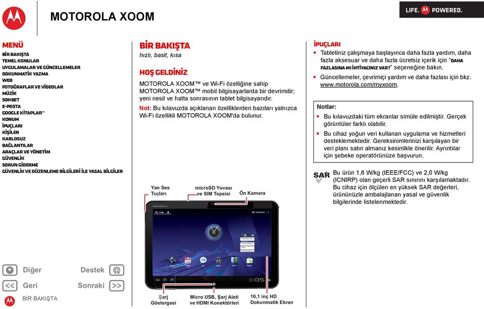 Yan Ses Tuşları microsd Yuvası ve SIM Tepsisi Ön Kamera İpuçları Tabletiniz çalışmaya başlayınca daha fazla yardım, daha fazla aksesuar ve daha fazla ücretsiz içerik için Daha fazlasına mı