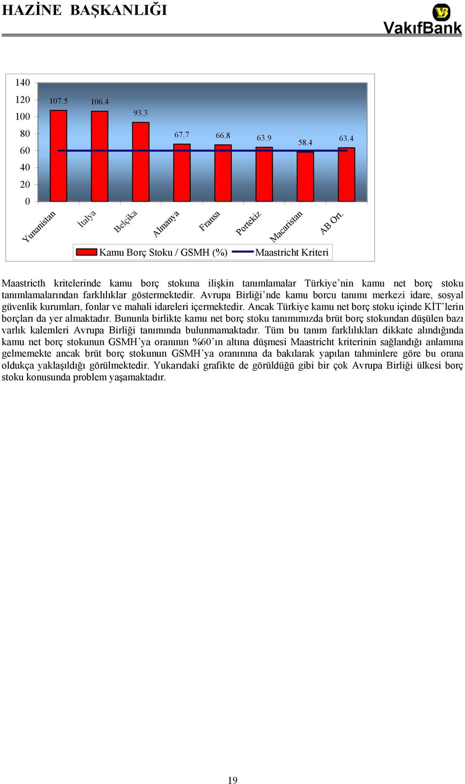 Avrupa Birliği nde kamu borcu tanımı merkezi idare, sosyal güvenlik kurumları, fonlar ve mahali idareleri içermektedir. Ancak Türkiye kamu net borç stoku içinde KİT lerin borçları da yer almaktadır.