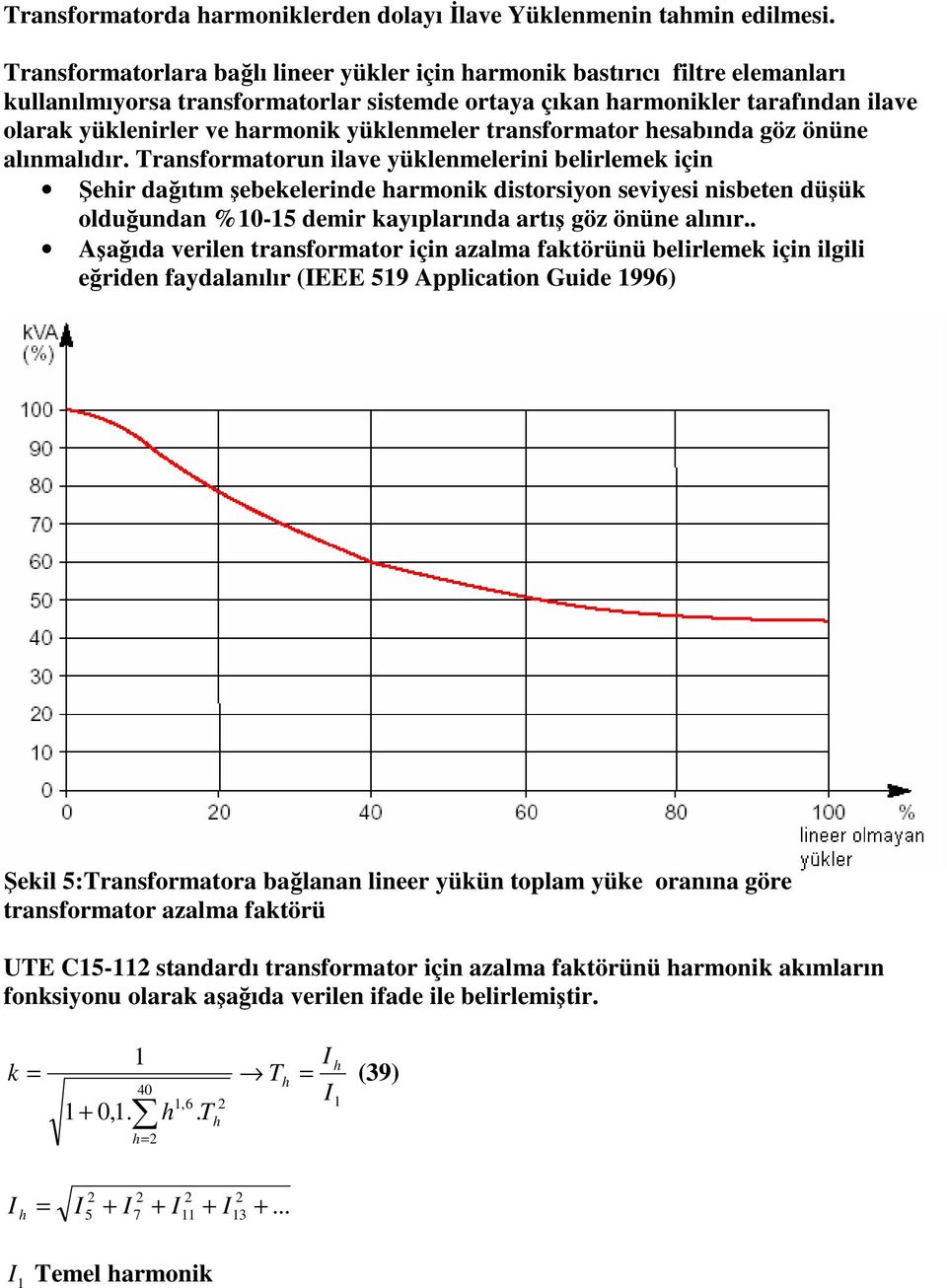 nisbeten düşük oldğndan %0-5 demi kayıplaında atış göz önüne alını Aşağıda veilen tansfomato için azalma faktöünü belilemek için ilgili eğiden faydalanılı (EEE 59 Application Gide 996) Şekil