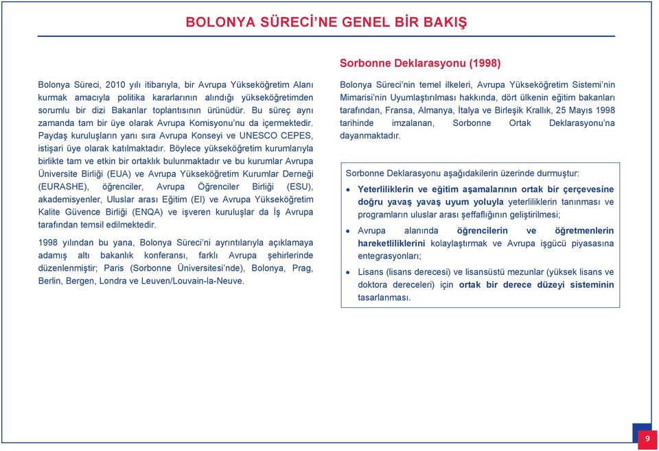 Paydaş kuruluşlar n yan s ra Avrupa Konseyi ve UNESCO CEPES, istişari üye olarak kat lmaktad r.