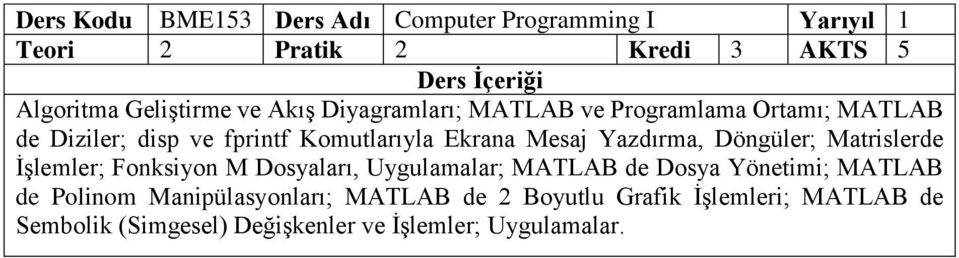 Yazdırma, Döngüler; Matrislerde İşlemler; Fonksiyon M Dosyaları, Uygulamalar; MATLAB de Dosya Yönetimi; MATLAB de