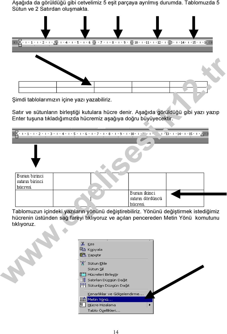 Aşağıda görüldüğü gibi yazı yazıp Enter tuşuna tıkladığımızda hücremiz aşağıya doğru büyüyecektir.