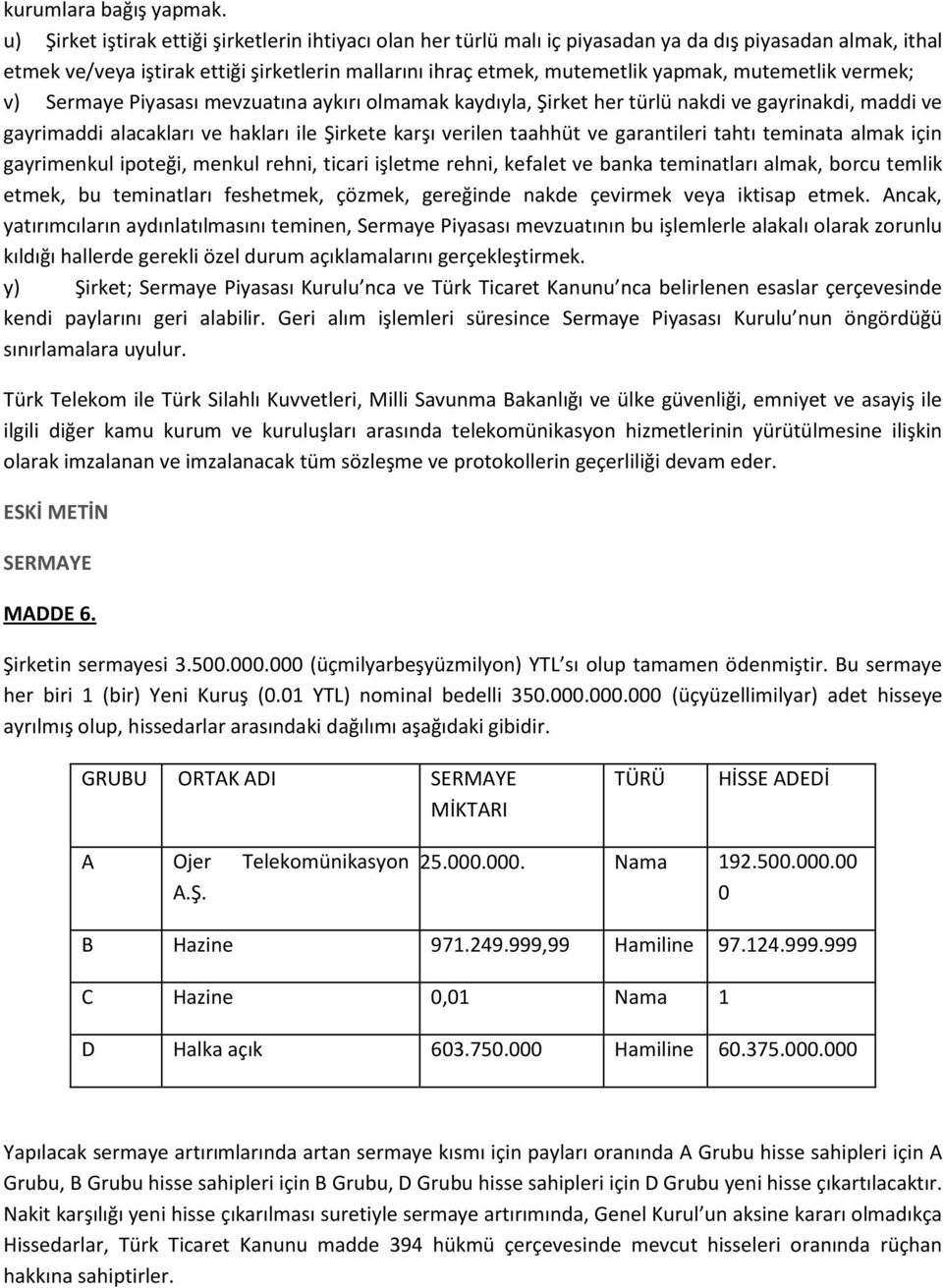 mutemetlik vermek; v) Sermaye Piyasası mevzuatına aykırı olmamak kaydıyla, Şirket her türlü nakdi ve gayrinakdi, maddi ve gayrimaddi alacakları ve hakları ile Şirkete karşı verilen taahhüt ve