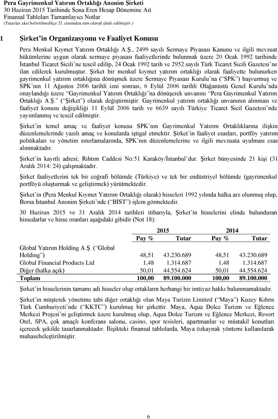 , 2499 sayılı Sermaye Piyasası Kanunu ve ilgili mevzuat hükümlerine uygun olarak sermaye piyasası faaliyetlerinde bulunmak üzere 20 Ocak 1992 tarihinde İstanbul Ticaret Sicili ne tescil edilip, 24