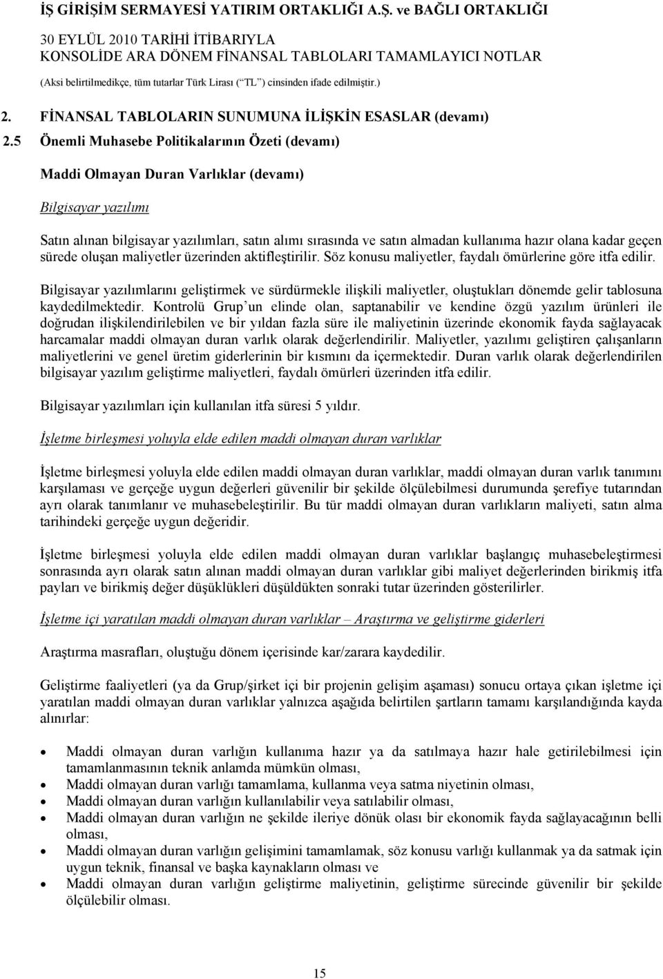 olana kadar geçen sürede oluşan maliyetler üzerinden aktifleştirilir. Söz konusu maliyetler, faydalı ömürlerine göre itfa edilir.