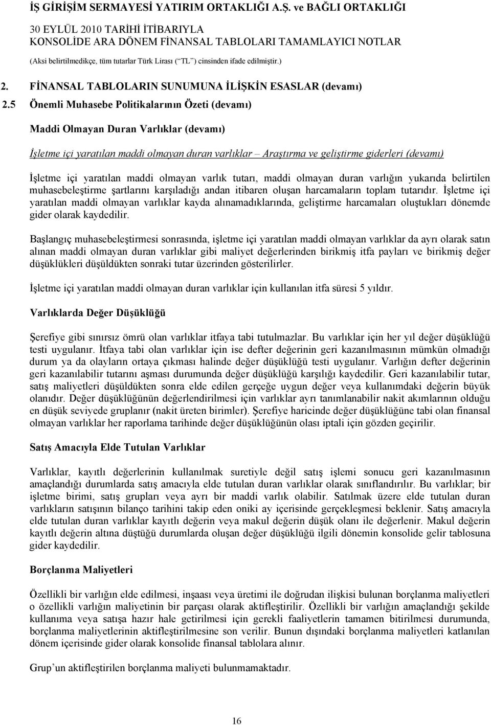 yaratılan maddi olmayan varlık tutarı, maddi olmayan duran varlığın yukarıda belirtilen muhasebeleştirme şartlarını karşıladığı andan itibaren oluşan harcamaların toplam tutarıdır.