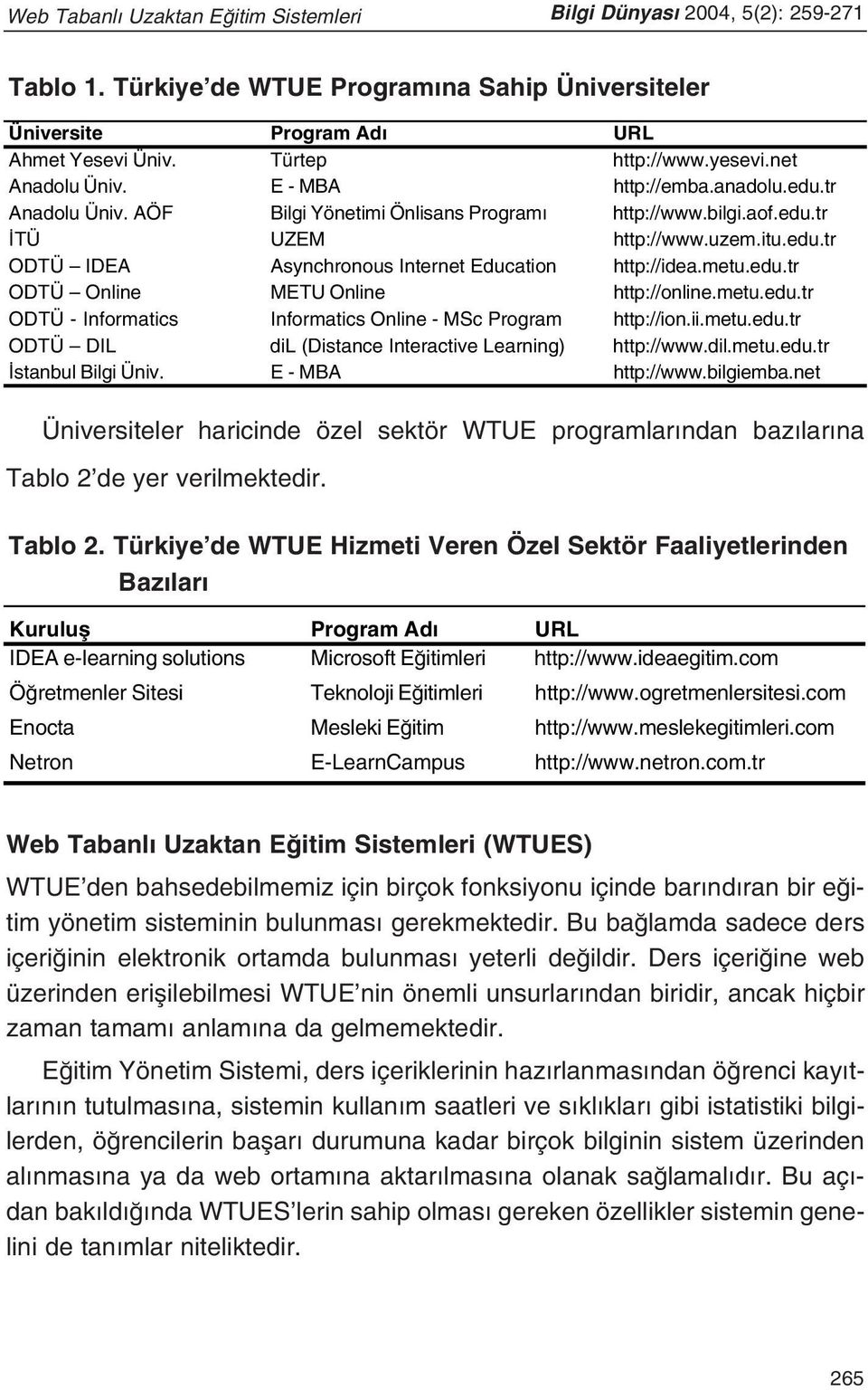 metu.edu.tr ODTÜ Online METU Online http://online.metu.edu.tr ODTÜ - Informatics Informatics Online - MSc Program http://ion.ii.metu.edu.tr ODTÜ DIL dil (Distance Interactive Learning) http://www.dil.metu.edu.tr stanbul Bilgi Üniv.