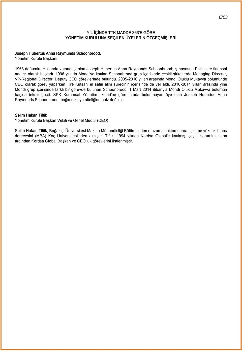 1996 yılında Mondi'ye katılan Schoonbrood grup içerisinde çeşitli şirketlerde Managing Director, VP-Regional Director, Deputy CEO görevlerinde bulundu.