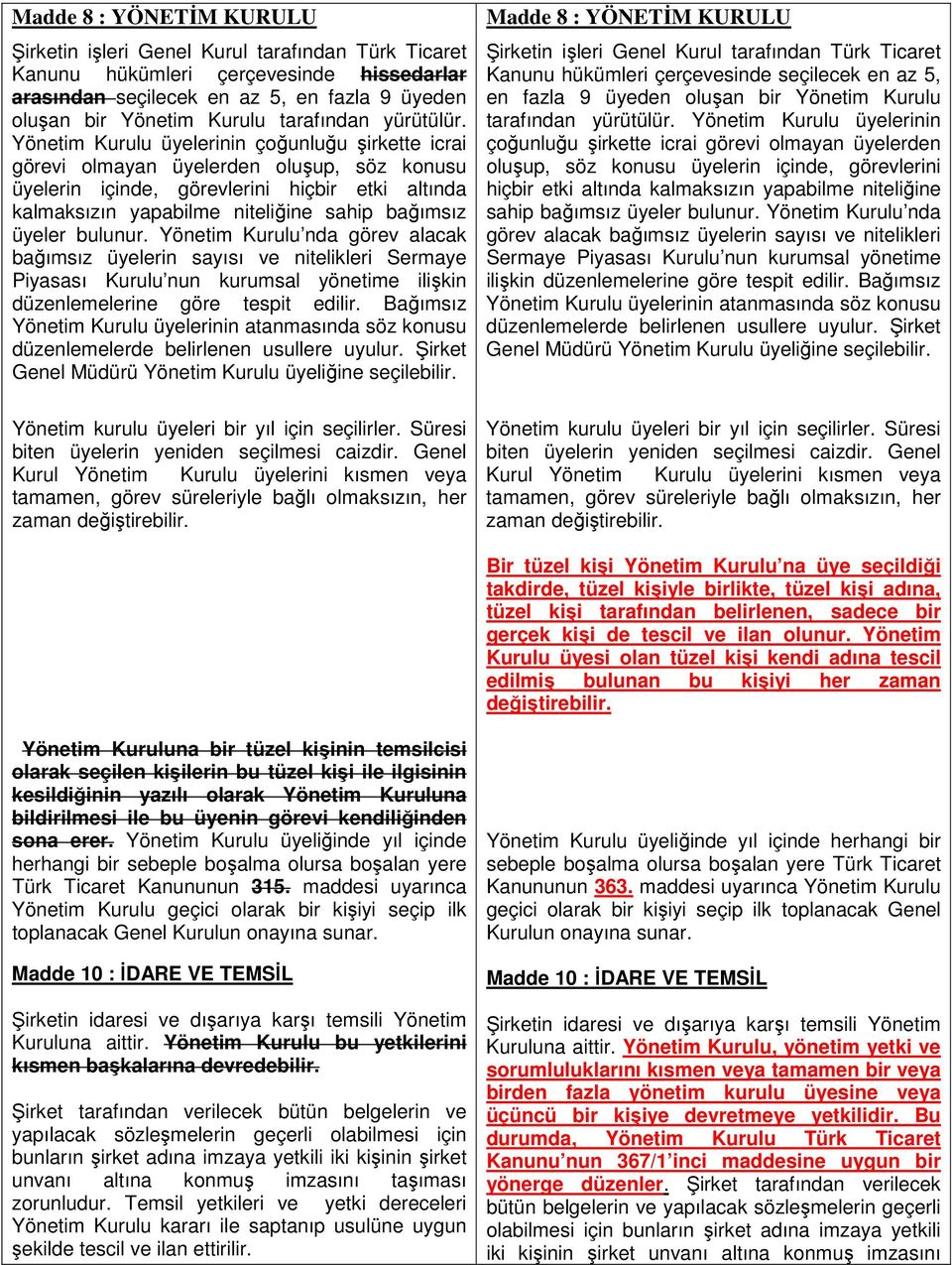 Yönetim Kurulu üyelerinin çoğunluğu şirkette icrai görevi olmayan üyelerden oluşup, söz konusu üyelerin içinde, görevlerini hiçbir etki altında kalmaksızın yapabilme niteliğine sahip bağımsız üyeler