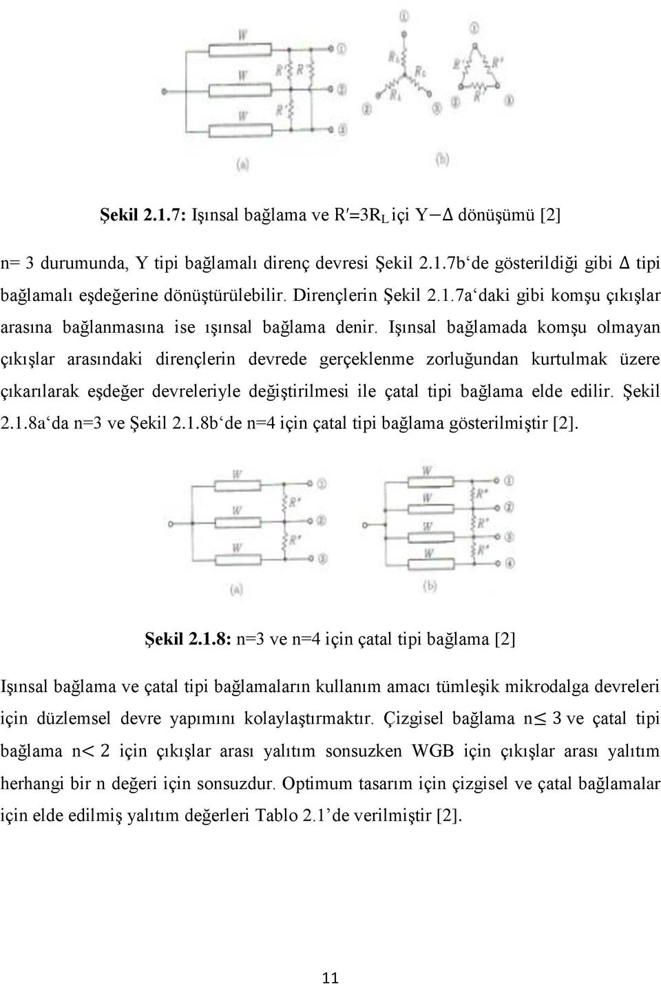 IĢınsal bağlamada komģu olmayan çıkıģlar arasındaki dirençlerin devrede gerçeklenme zorluğundan kurtulmak üzere çıkarılarak eģdeğer devreleriyle değiģtirilmesi ile çatal tipi bağlama elde edilir.