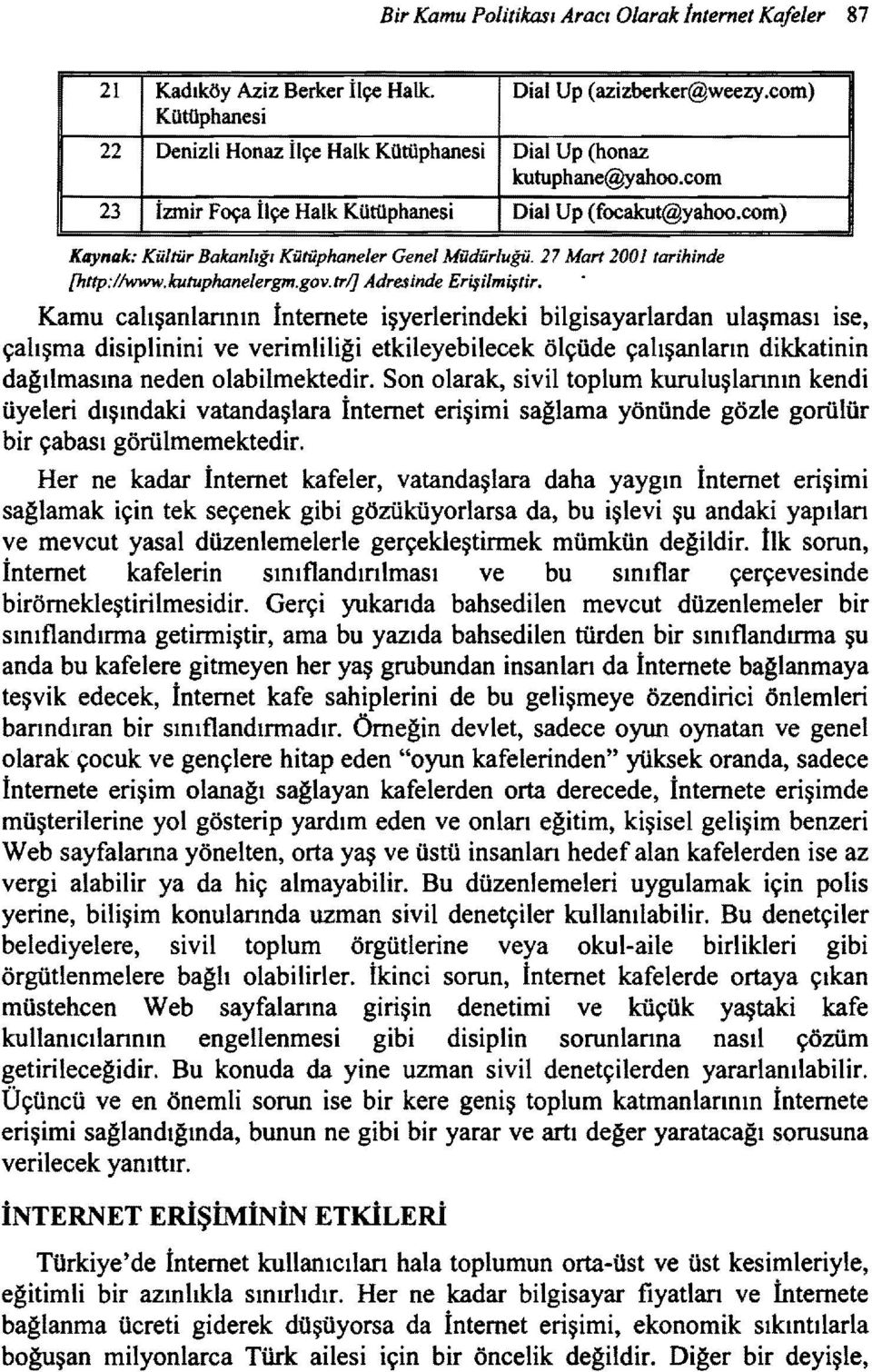 27 Mart 2001 tarihinde [htlp:/iwww.kutuphanelergm.goıı.trl] Adresinde Erişiimiştir.